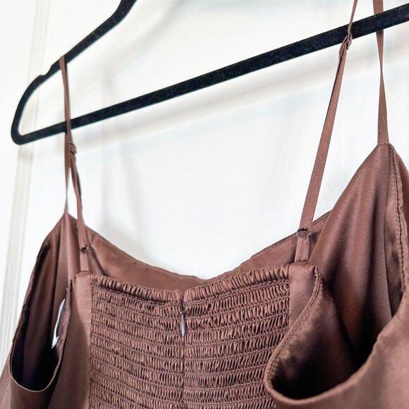 Reformation | Frankie 100% Silk Maxi Slip Es Dress in Brown‎ Plus Size 16 - Picture 12 of 12